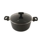 Salford Black Spatter Non-Stick Casserole 240 MM with Glass Lid, Bakelite Handle , Induction Compatible
