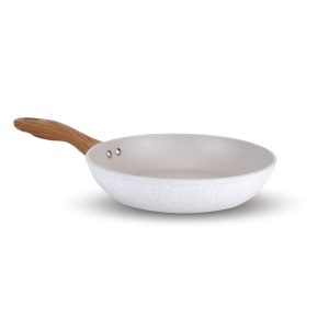 Salford White Spatter Non-Stick Frypan 240 MM ,Wooden Handle, Induction Compatible