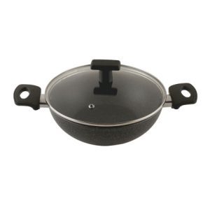 Salford Black Spatter Non-Stick Kadai 240 MM , Bakelite Handle , Induction Compatible