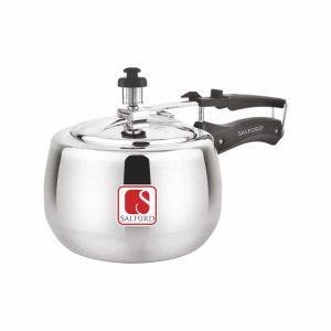 Salford Curvy Plus 3L Inner Lid  Oval Shape Aluminium Pressure Cooker ,  Induction & Gas Compatible, 5 Years Warranty, Silver