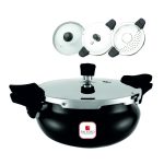 Salford Xpert 5L Hard Anodised 3-in-1 Outer Lid Pressure Cooker , Induction Compatible , Black