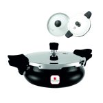 Salford Xpert 3L  2 in 1  Hard Anodised Outer Lid Pressure Cooker , Induction Compatible, Handi Shape, Black