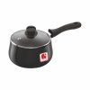 Salford 1.5L Hard Anodised Tea & Milk Pan with Glass Lid, Induction Compatible, Black