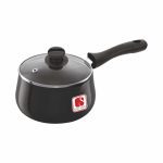 Salford 1.5L Hard Anodised Tea & Milk Pan with Glass Lid, Induction Compatible, Black