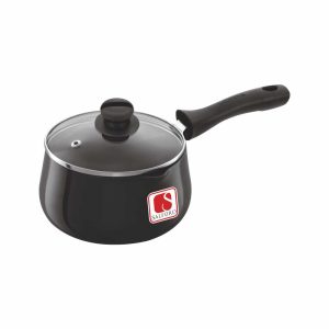 Salford 2L Hard Anodised Tea & Milk Pan with Glass Lid , Induction Compatible, Black