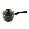 Salford Black Spatter Non-Stick Saucepan 160 MM with Glass Lid, Bakelite Handle, Induction Compatible
